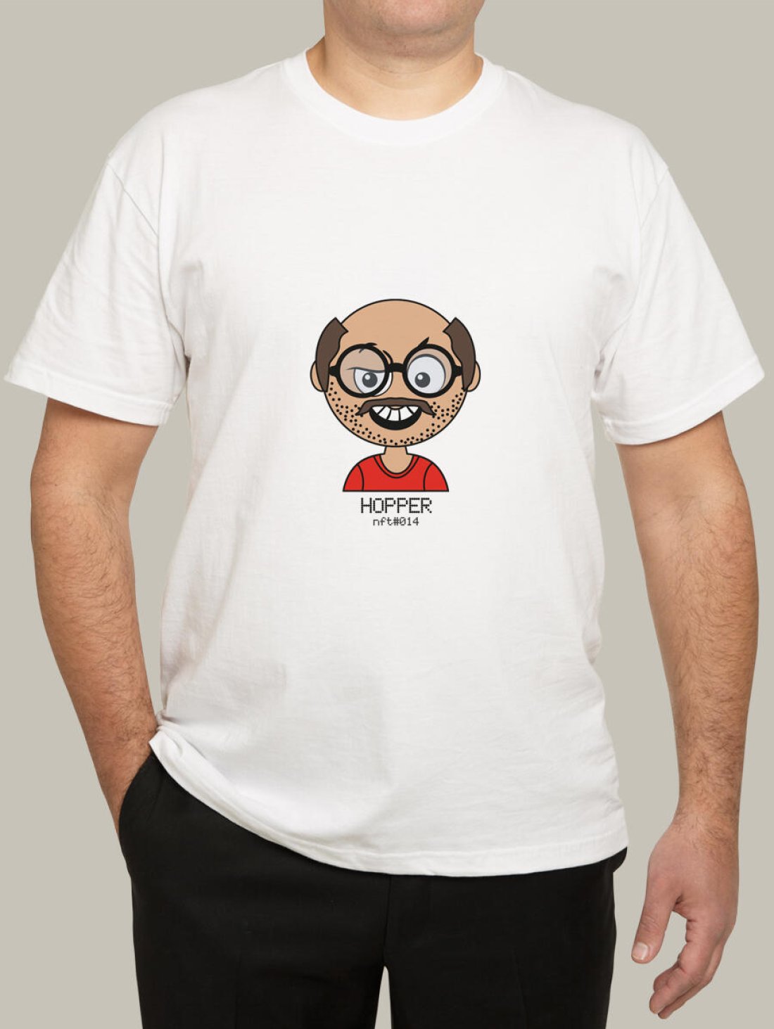 Чоловіча футболка, біла з принтом аватара Hopper 014 - Футболки з принтами - Hopper