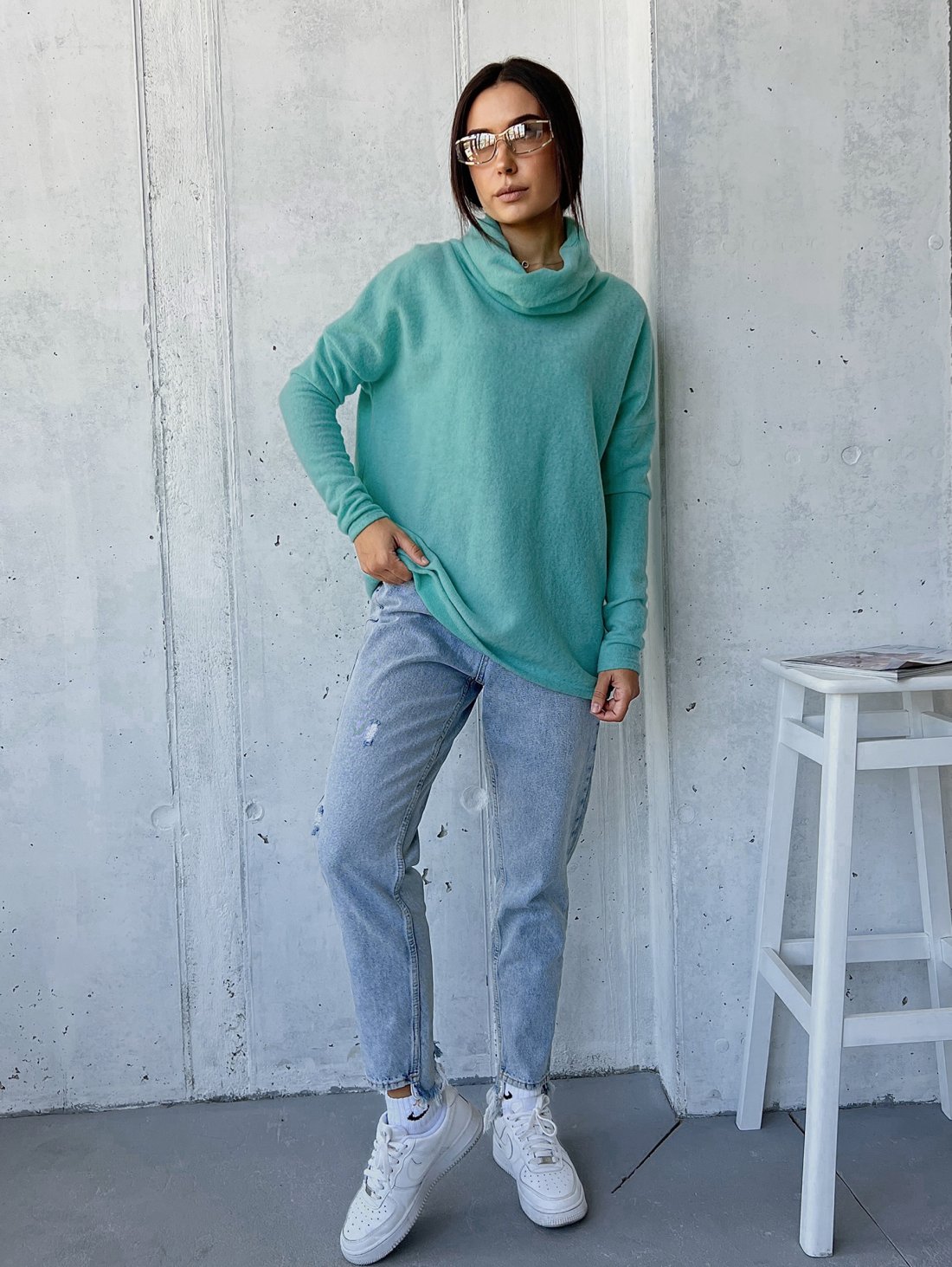 Туніка з трикотажу джерсі 230222-3 Бірюзовий