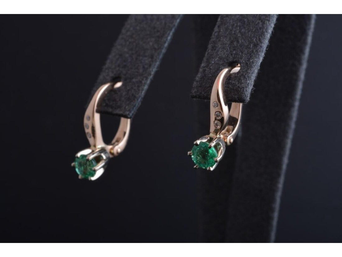 Сережки жіночі із діамантами та смарагдами - Фото5 Сережки жіночі із діамантами та смарагдами
