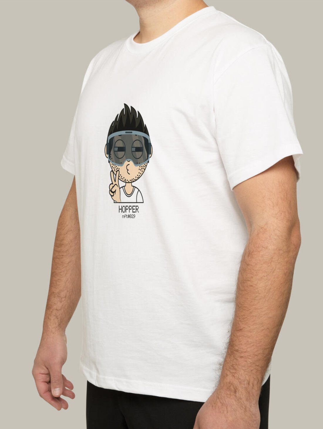 Чоловіча футболка, біла з принтом аватара Hopper 029