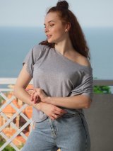 Сіра футболка з бавовни 550019