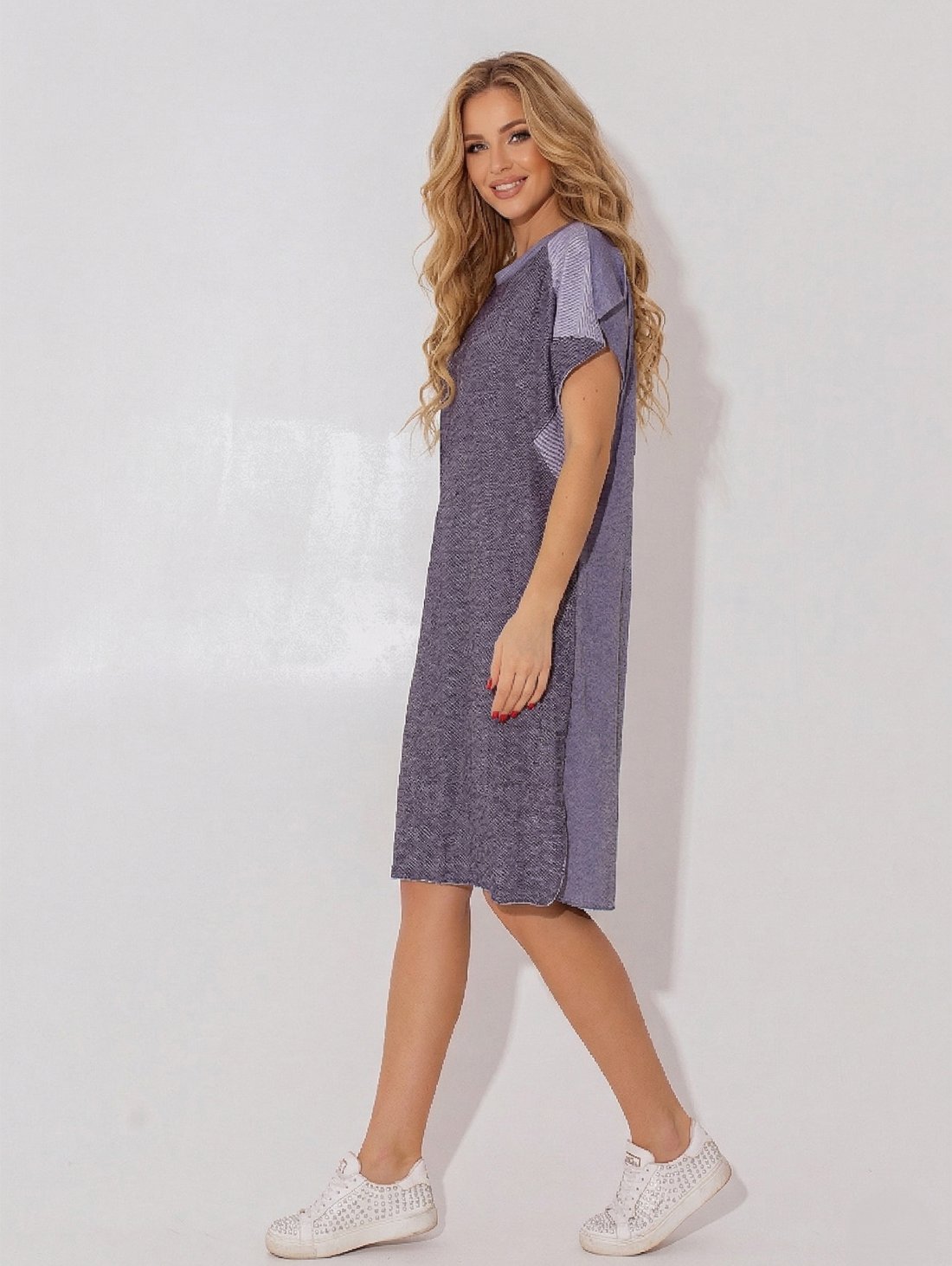 Жіноча сукня з комбінованих тканин INNOE 670002-1 Синій - Innoe