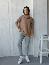 Довгий вільний светр туніка в стилі INNOE Oversize 230222-3 Бежевий
