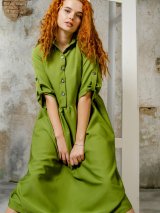 Сукня-сорочка кольору Оливка 270106-2 - Фото4 Сукня-сорочка кольору Оливка 270106-2
