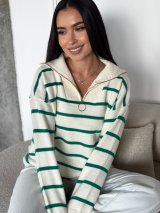 Стильний трикотажний светр у смужку INNOE 300064-1 Зелений