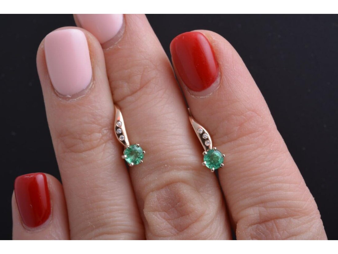 Сережки жіночі із діамантами та смарагдами - Фото9 Сережки жіночі із діамантами та смарагдами