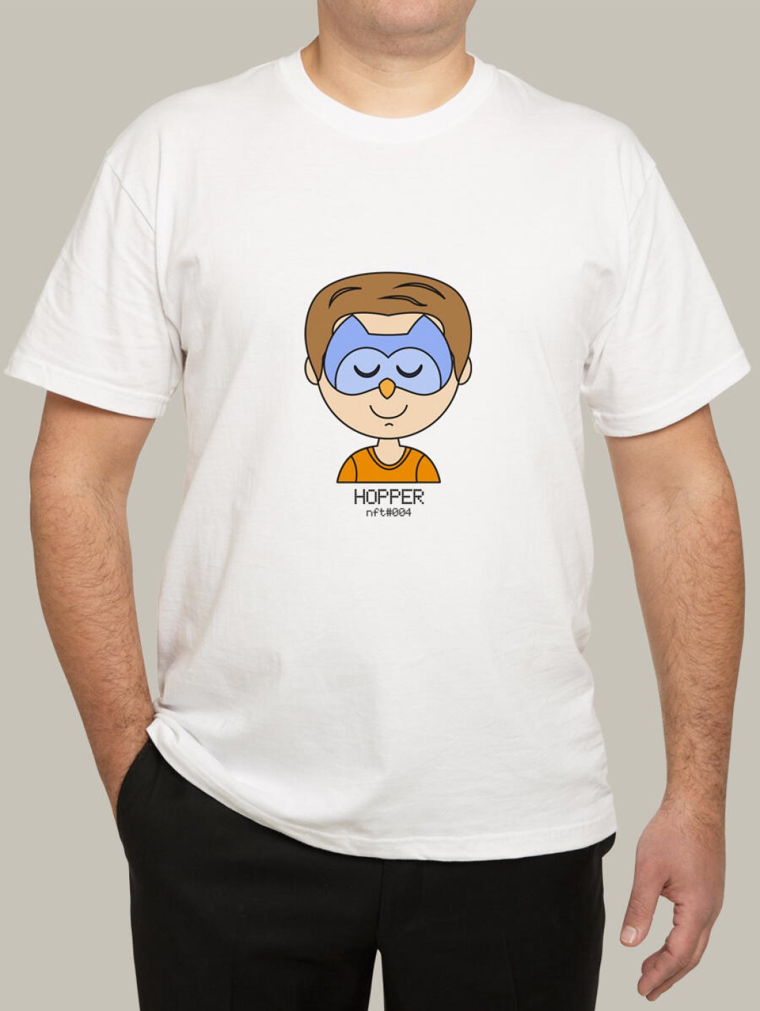Чоловіча футболка, біла з принтом аватара Hopper 004 - Футболки з принтами - Hopper