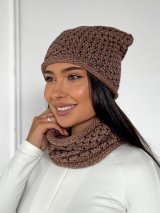 Жіночий демісезонний комплект — шапка та бафф INNOE 950065-1 Капучино