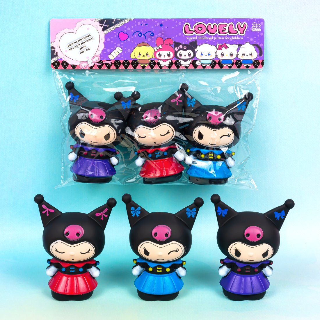 Набір гумових пищалок Аніме 3 штуки 10,5 см