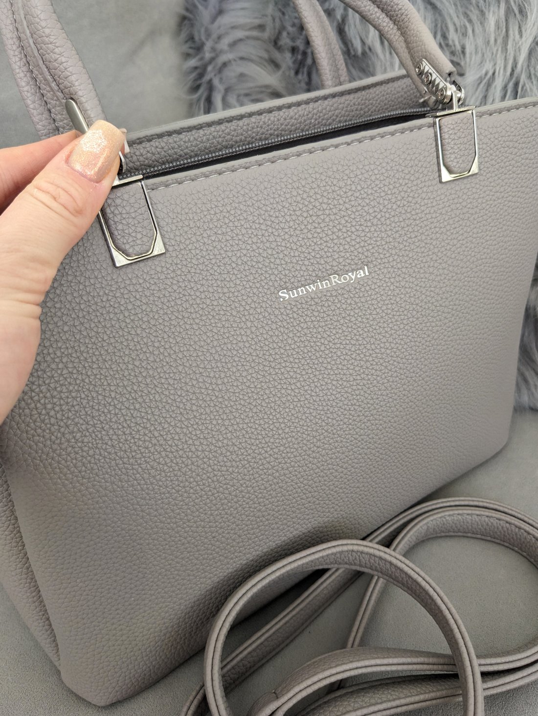 Сумка Urban Strap під натуральну шкіру з широкою шльовкою INNOE 300009-5 Сірий - Купити