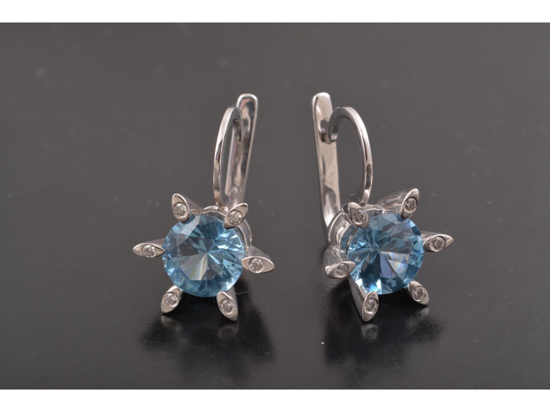 Сережки біле золото &quot;Ромашка&quot;