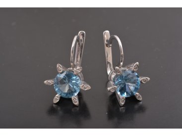 Сережки біле золото &quot;Ромашка&quot; - Купити