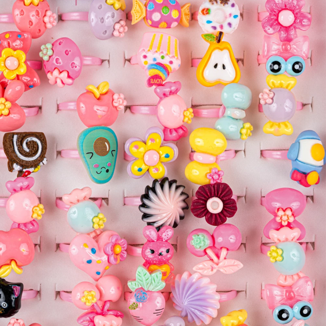 Дитячі каблучки на палець Принцеса 50 штук - Pobut