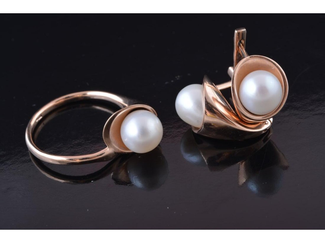 Гарнітур з перлиною "Кали" - Фото1 Гарнітур з перлиною "Кали"