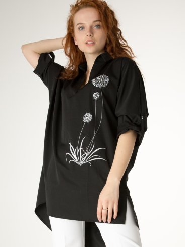 Черная блуза-туника Innoe с вышивкой-1