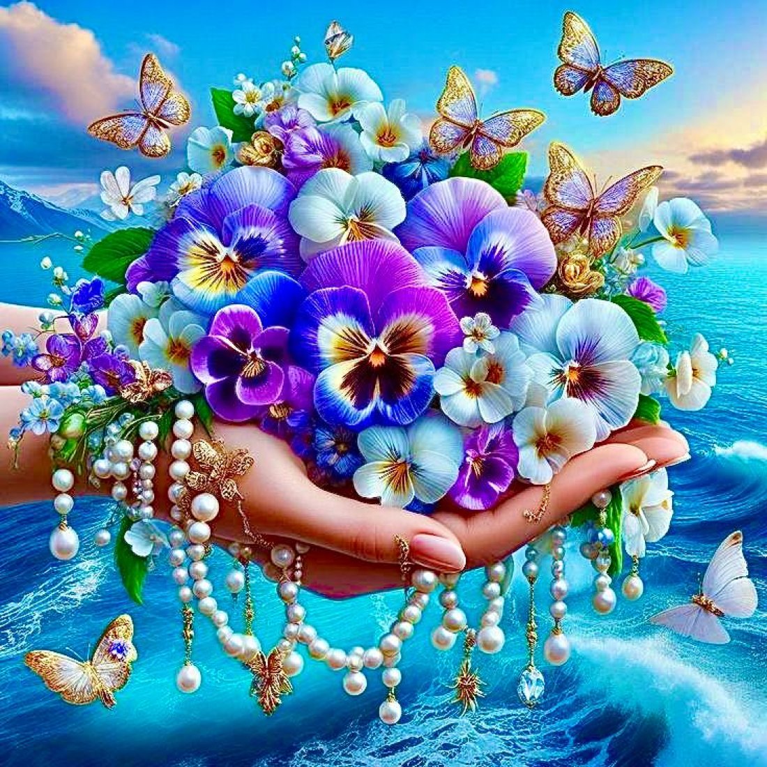 цветы в руках 30х40 оптом, фото 3155