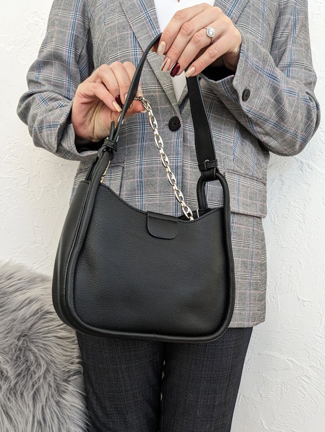 Жіноча сумка City Set з декоративним ланцюжком та вкладною моделлю INNOE 350012-1 Чорний