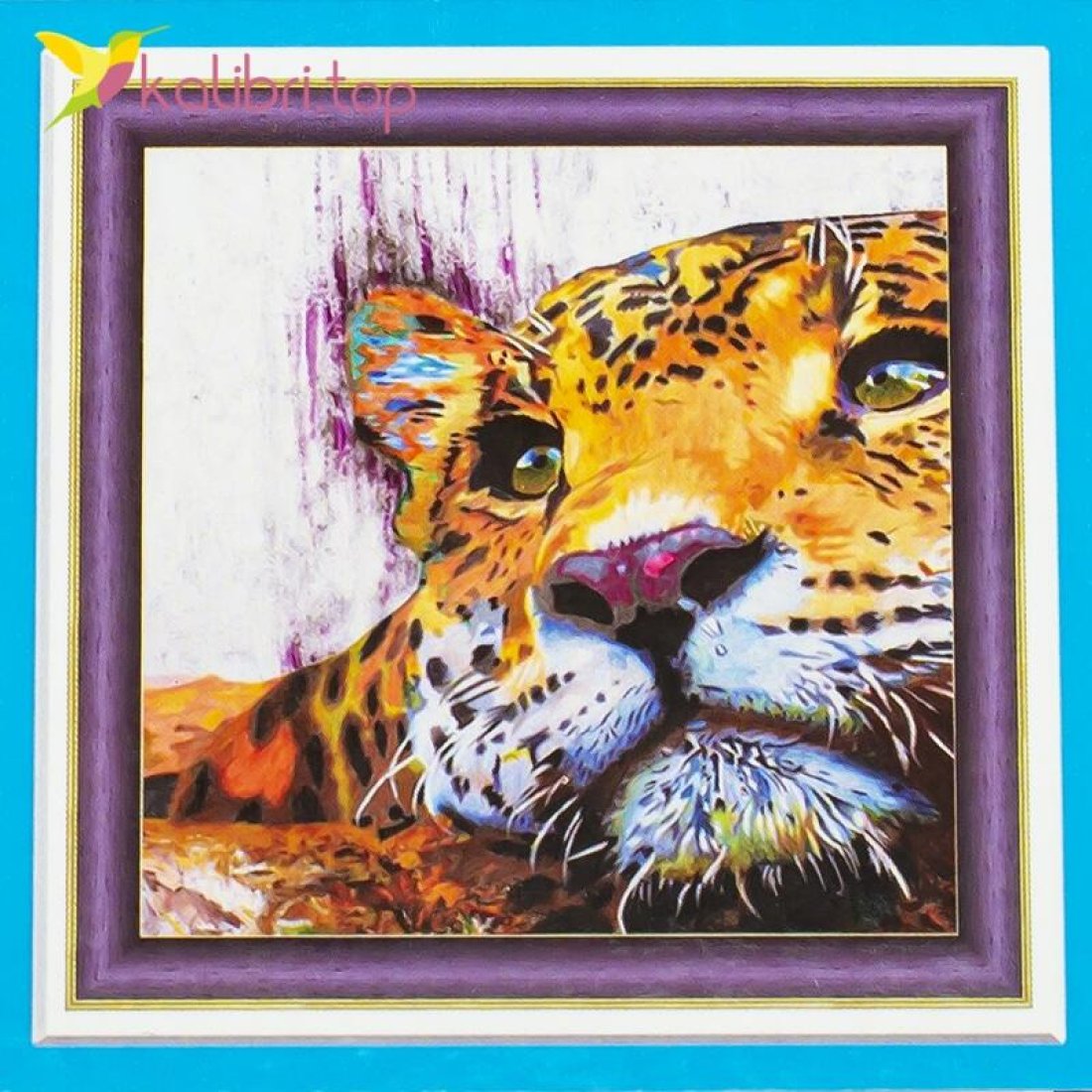 Алмазная мозаика по номерам Леопард Краски 30*30 оптом фото 01