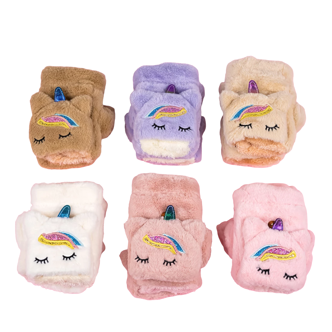 Дитячі хутряні рукавички-рукавиці Єдинороги 6 пар