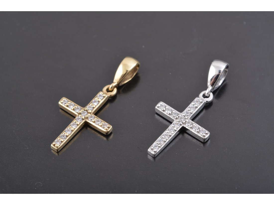 Тендітний хрестик із камінчиками - Купити