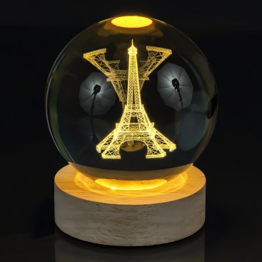Нічник скляна куля Ейфільова Вежа 8 см - Купити