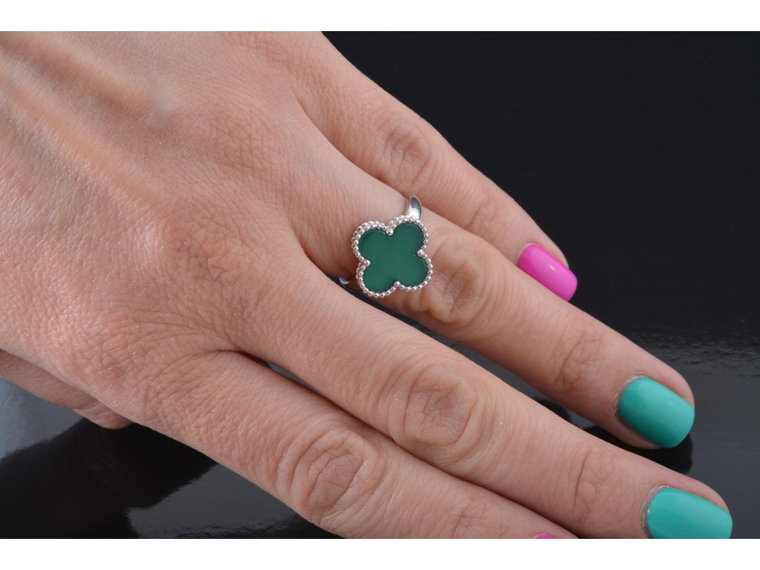 Каблучка із зеленим агатом у стилі Van Cleef - Багира