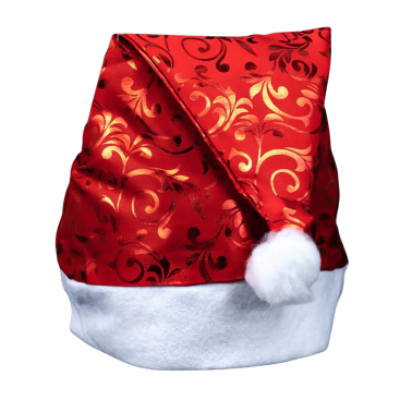 Новорічна шапка орнамент червоний 38 см - Купити