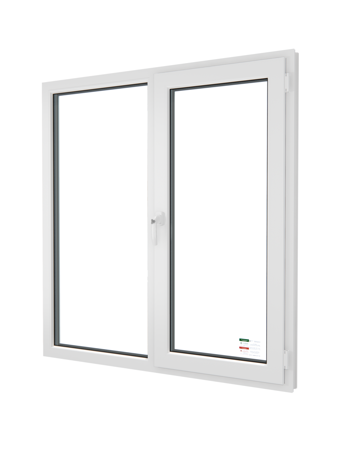 Двостулкове біле металопластикове вікно з базовою безпекою (2 протизламні точки, загартоване скло) 1300х1400 мм
