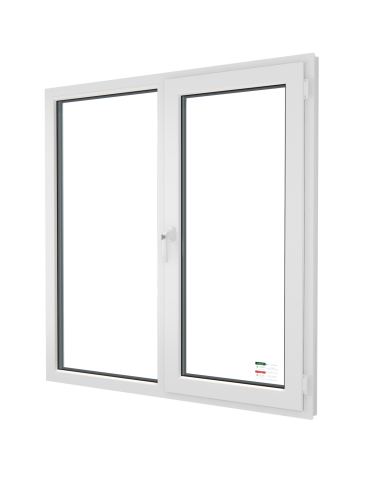 Двухстворчатое белое металлопластиковое окно с базовой безопасностью (2 противовзломные точки, закаленное стекло) 1300х1400 мм - Купить