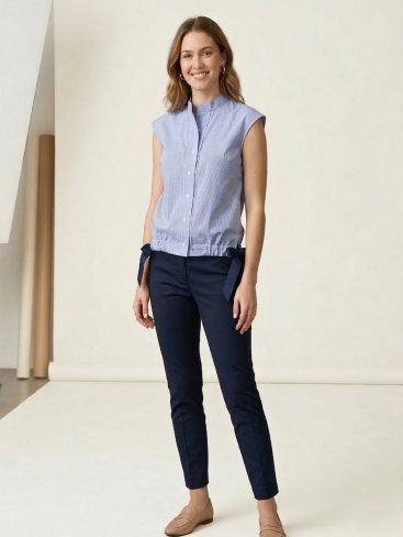 Жіноча сорочка з котону у клітину для щоденного стилю INNOE 630002-1 Блакитний - Купити