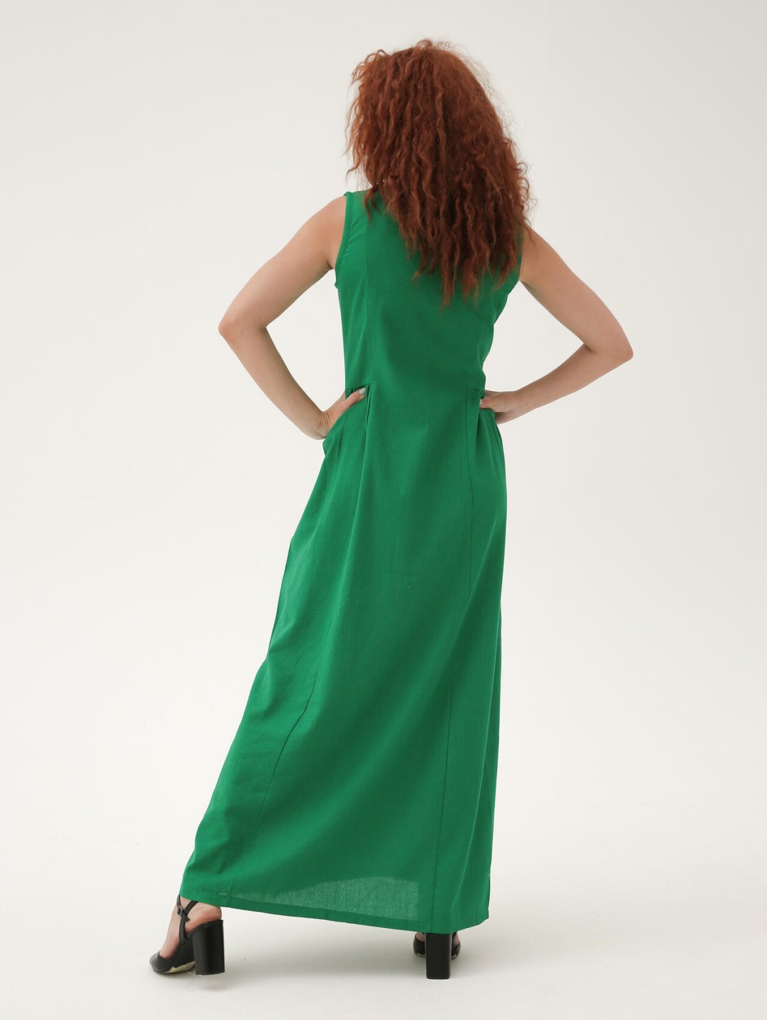 Довга лляна сукня із вишивкою "Троянди" 270189