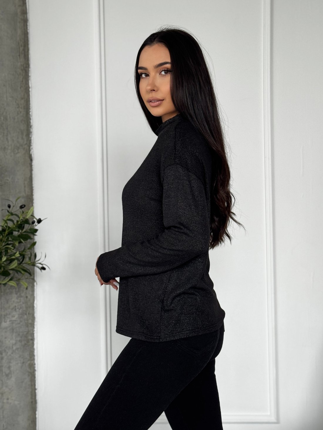 Гольф з люрексовим напиленням INNOE 230208-23 Чорний