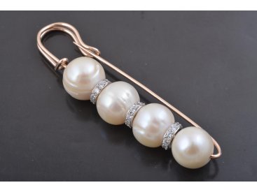 Брошка із перлинами та діамантами - Купити