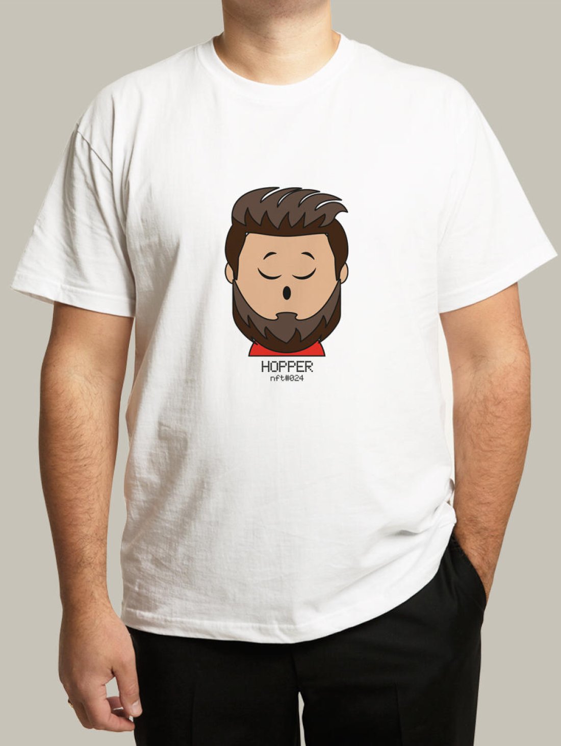 Чоловіча футболка, біла з принтом аватара Hopper 024