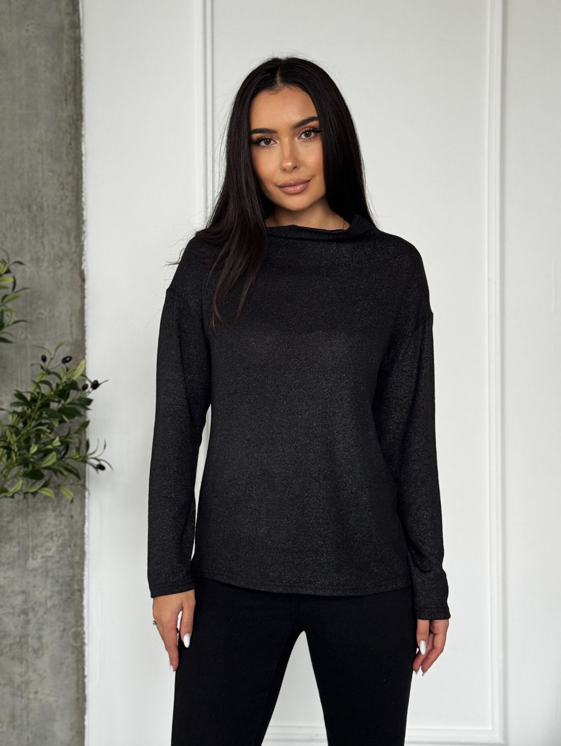 Гольф з люрексовим напиленням INNOE 230208-23 Чорний