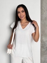 Базова блуза casual із креп-жатки INNOE 550030-26 Білий - Innoe