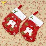 Носок для подарков маленький с Дедом Морозом праздничным оптом фото 01