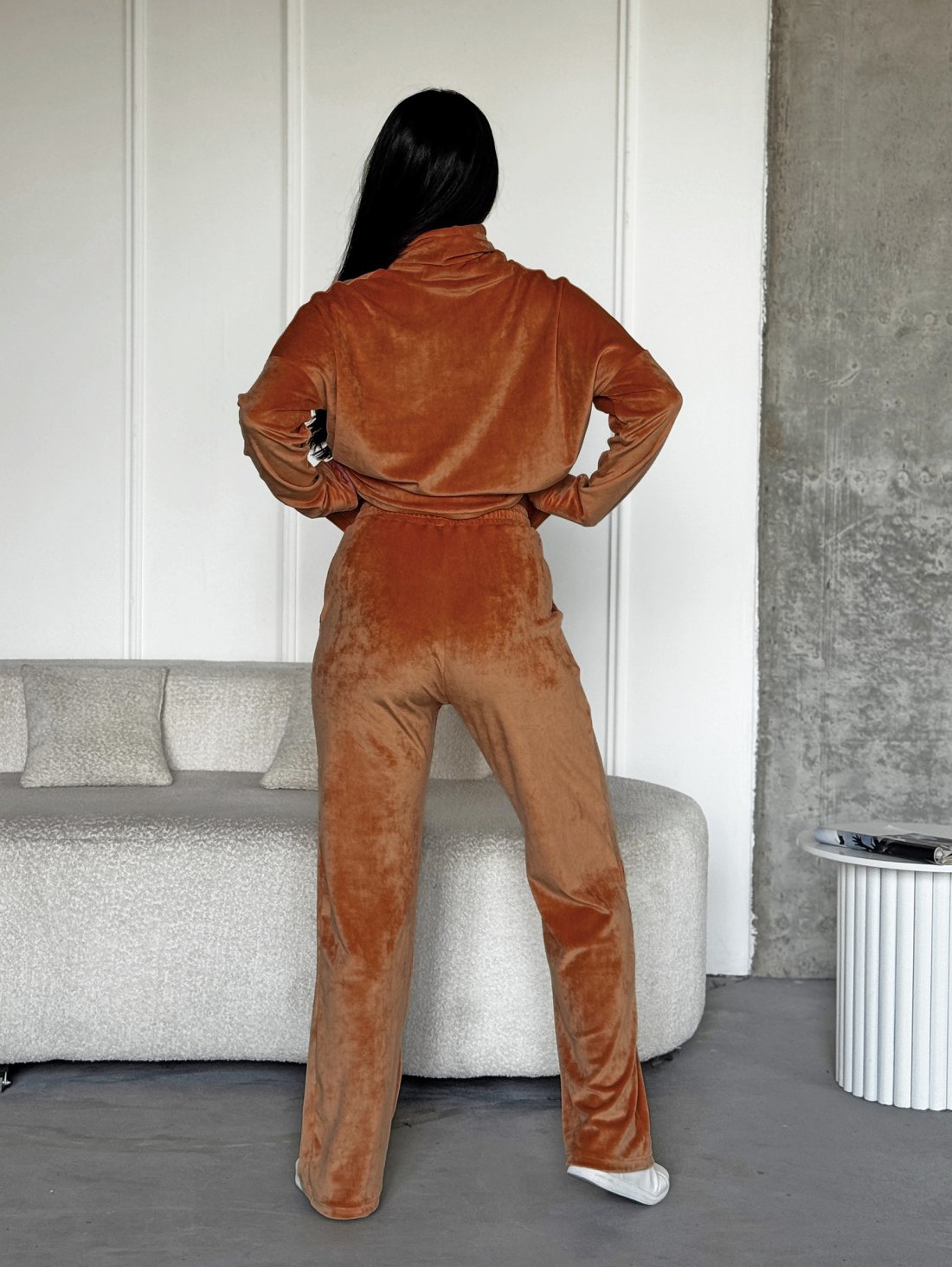 Стильний жіночий велюровий костюм INNOE 210366-2 Теракотовий