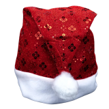 Новорічна шапка з паєткою червоний 38 см