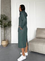 Тепле жіноче плаття-худі з турецької тринитки люрексом і начосом INNOE 270587-1Зелений