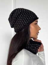 В’язаний комплект для жінок із шапкою та снудом INNOE 950065-1 Чорний