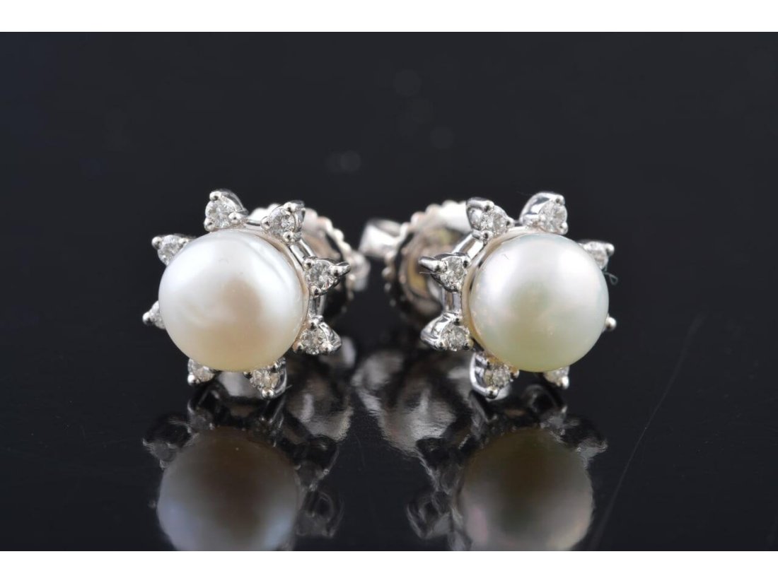 Сережки з перлами і діамантами - Фото1 Сережки з перлами і діамантами