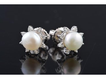 Сережки з перлами і діамантами - Фото Сережки з перлами і діамантами - Купити