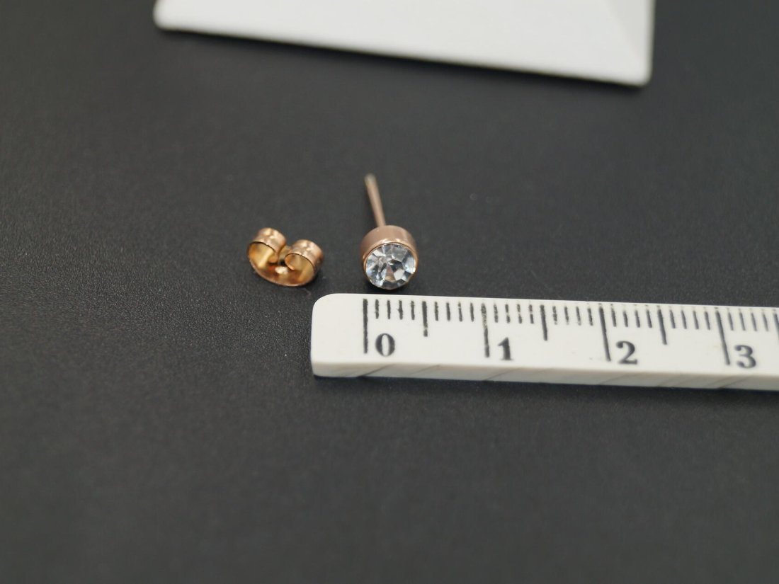 Сережки гвоздики Stainless Steel. Позолота, 4 мм. - Кристалік