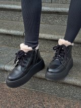 Комфортні зимові черевики на платформі з натуральної шкіри INNOE 777562-2 Чорний