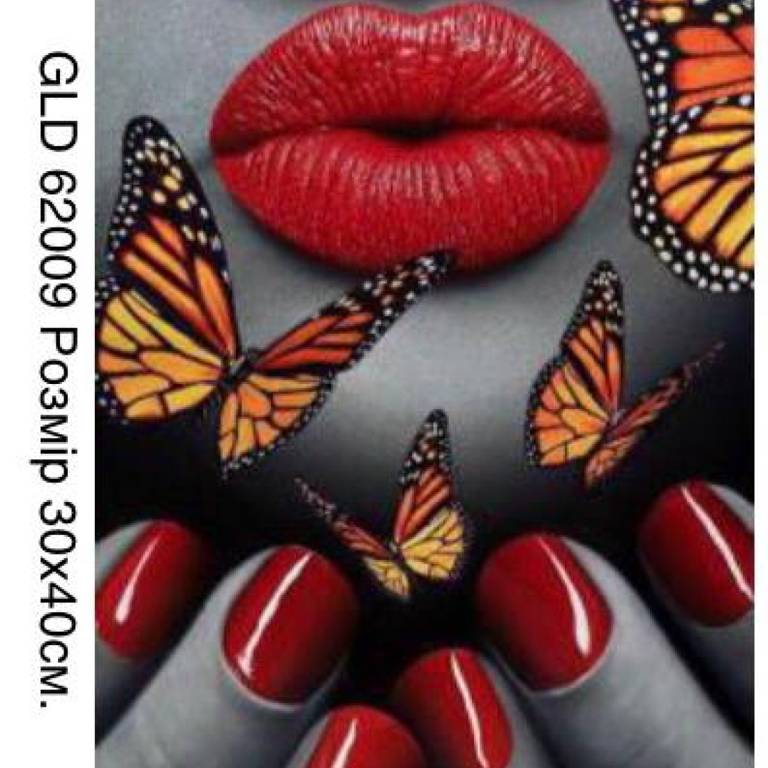Губы с бабочками 30х40