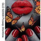 Губы с бабочками 30х40