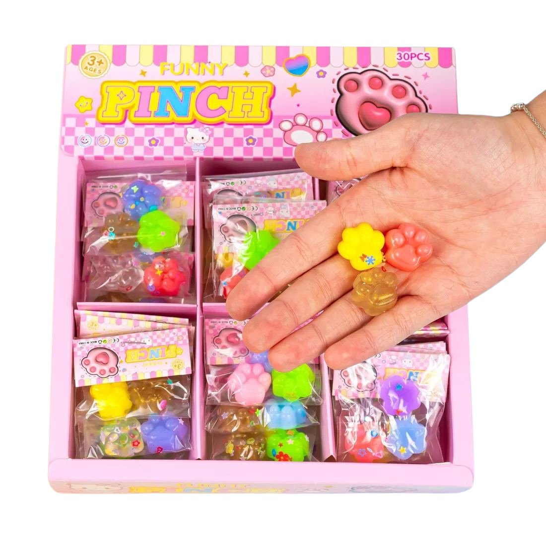 Антистрес три міні Лапки з присипкою 2 см