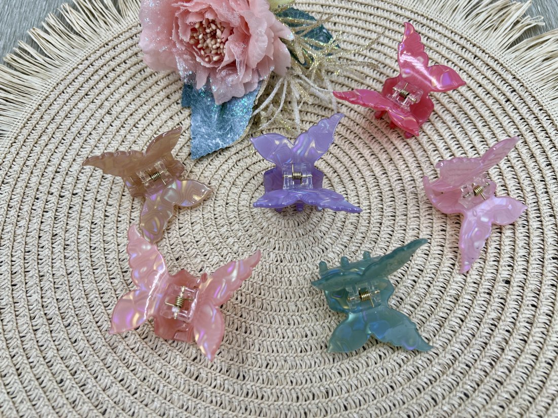 Краби для волосся метелик. Французький пластик. 4.5см.