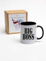 Чашка подарункова з написом. Подарунковий набір Family Story для чоловiків BIg Boss